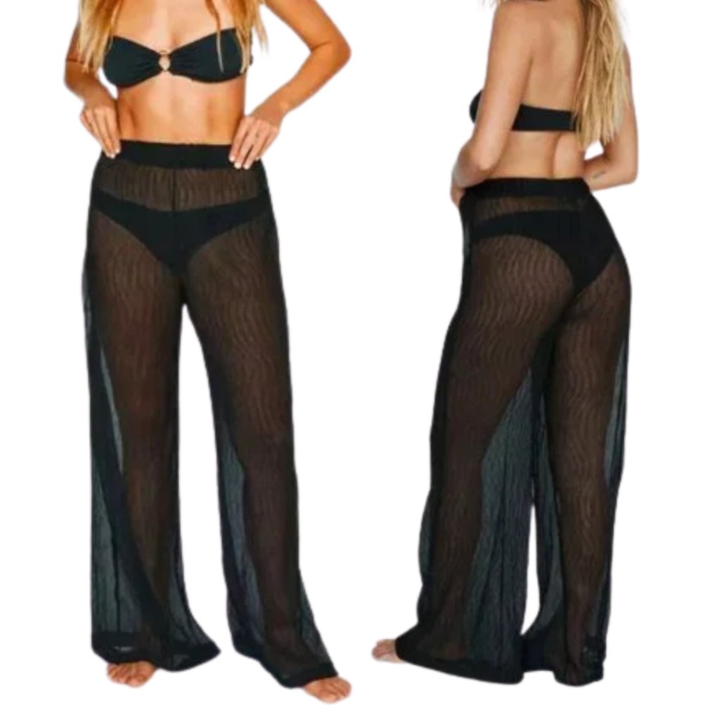 Nasty Gal Plisse Wide Leg Beach Pants (S) Nwt